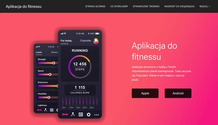 Szablon dla strony aplikacji fitness